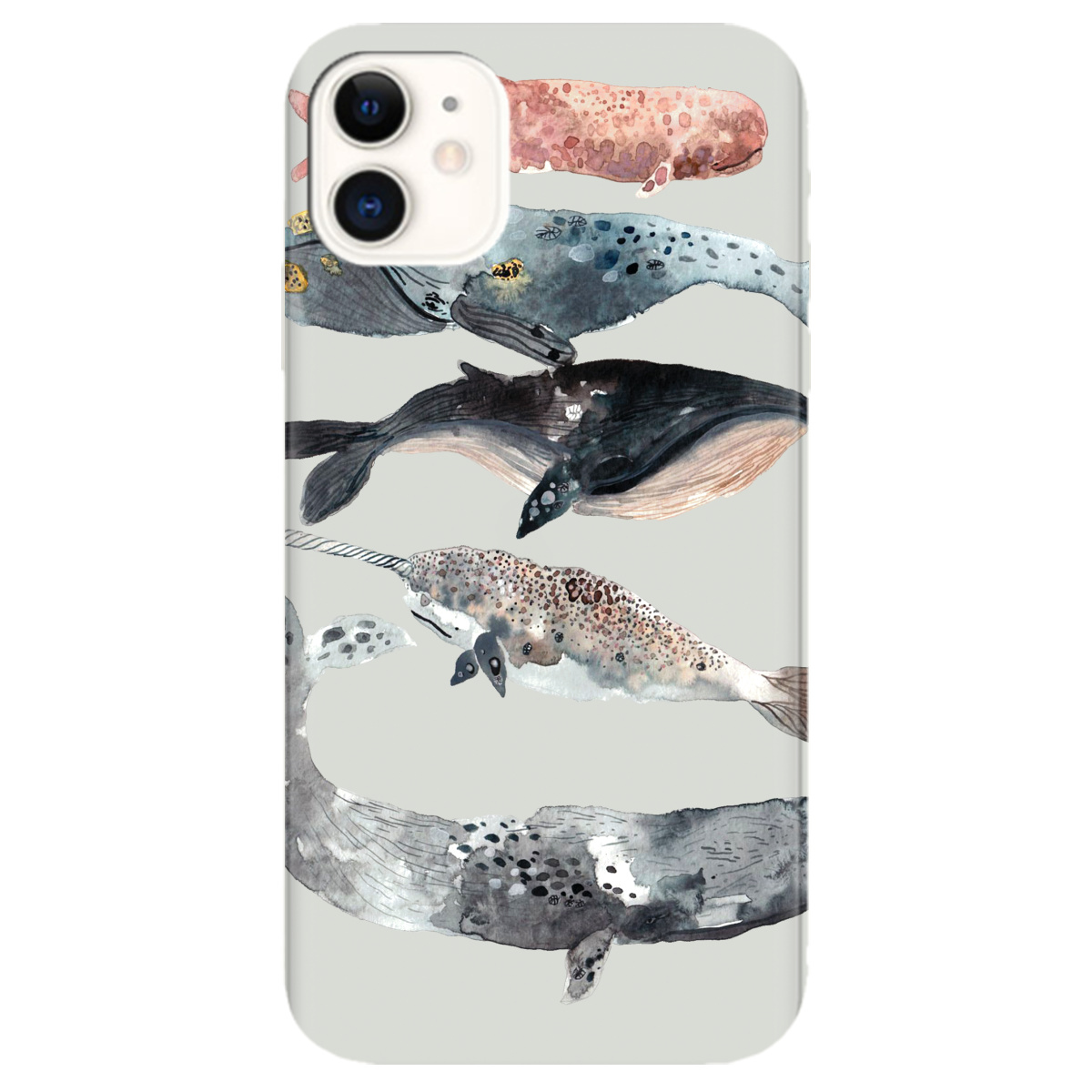 Чохол для Apple iPhone 11 напівпрозорий матовий soft touch Whales white - фото 1