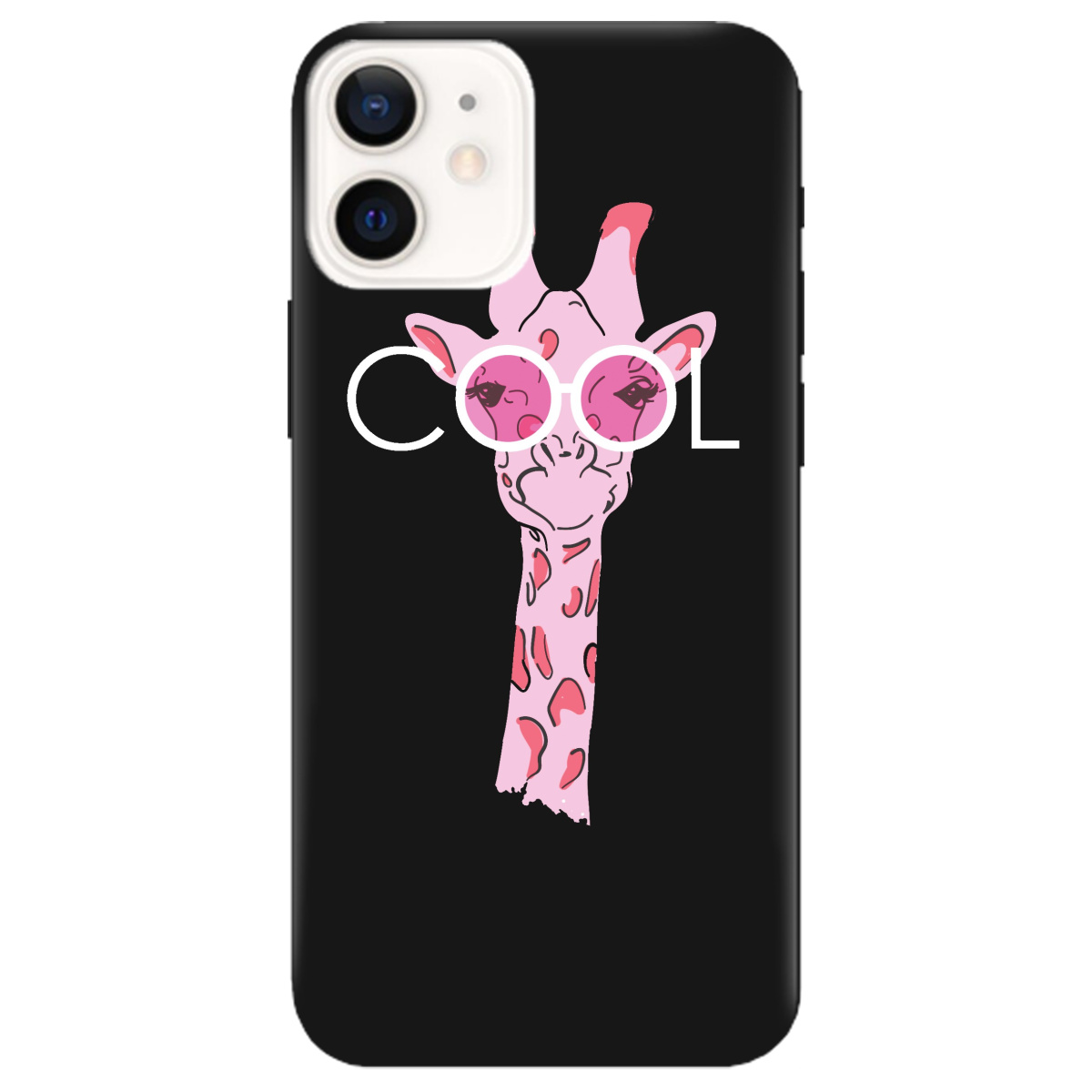 Чехол для Apple iPhone 12 Mini черный матовый soft touch Cool giraffe - фото 1