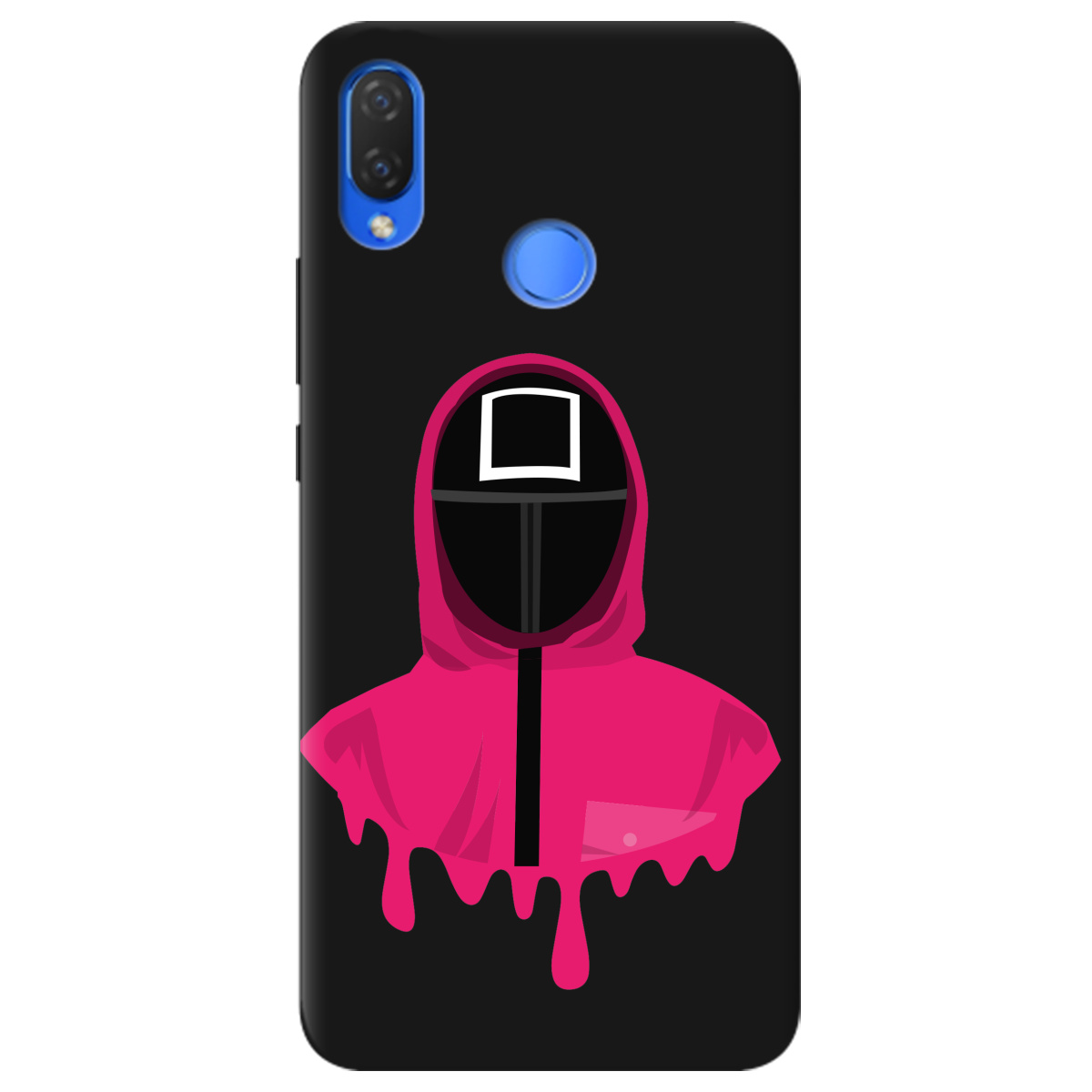 Чехол для Huawei P Smart Plus черный матовый soft touch Игра в кальмара - фото 1