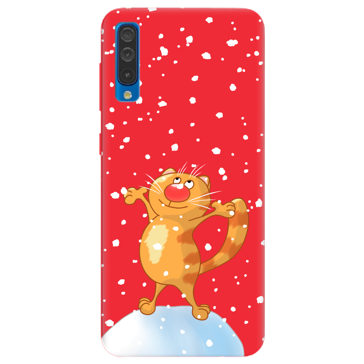 Чехол для Samsung Galaxy A50 ярко-красный матовый soft touch By Happy - фото 1