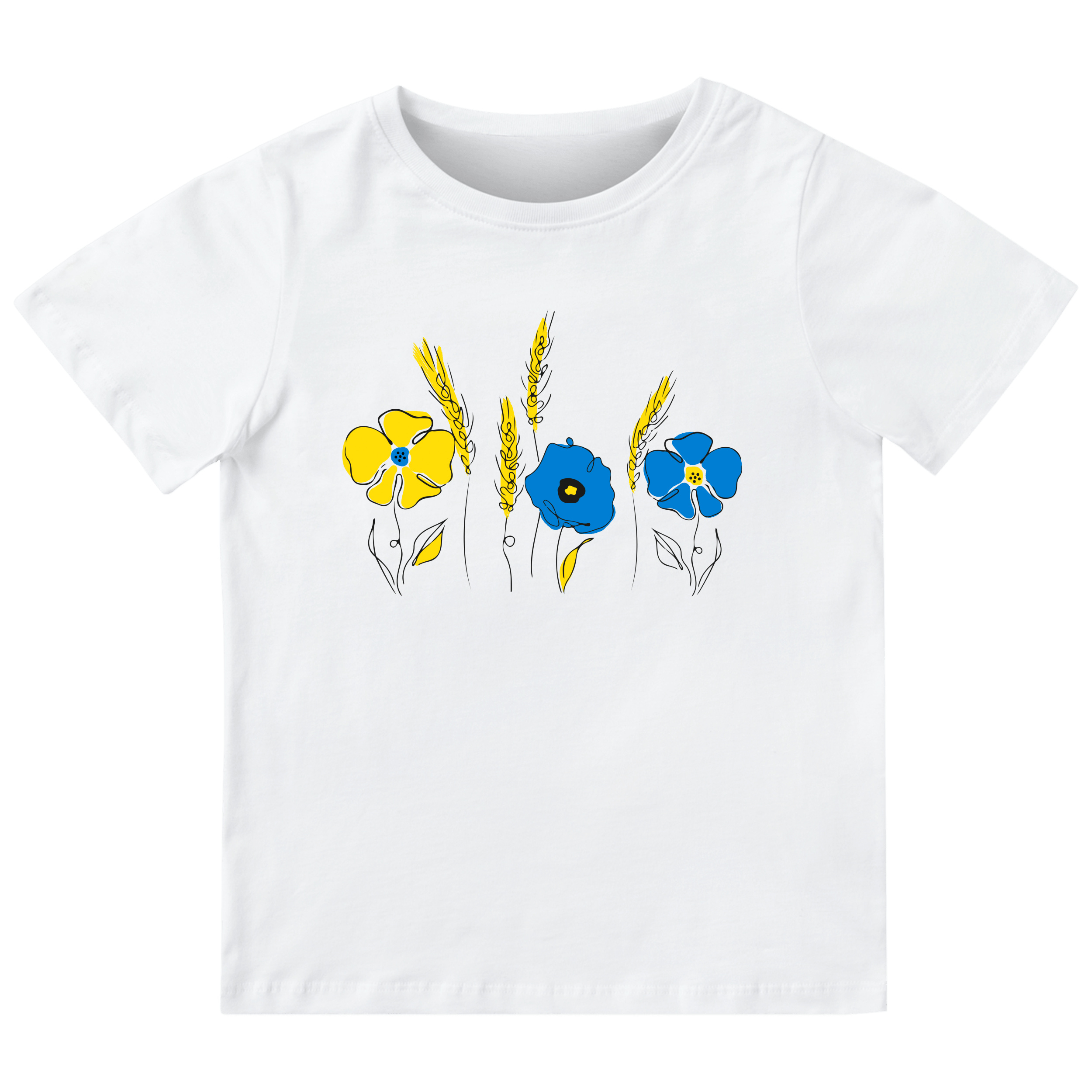 Футболка детская белая хлопок/эластан Flowers of Ukraine 152 - фото 1