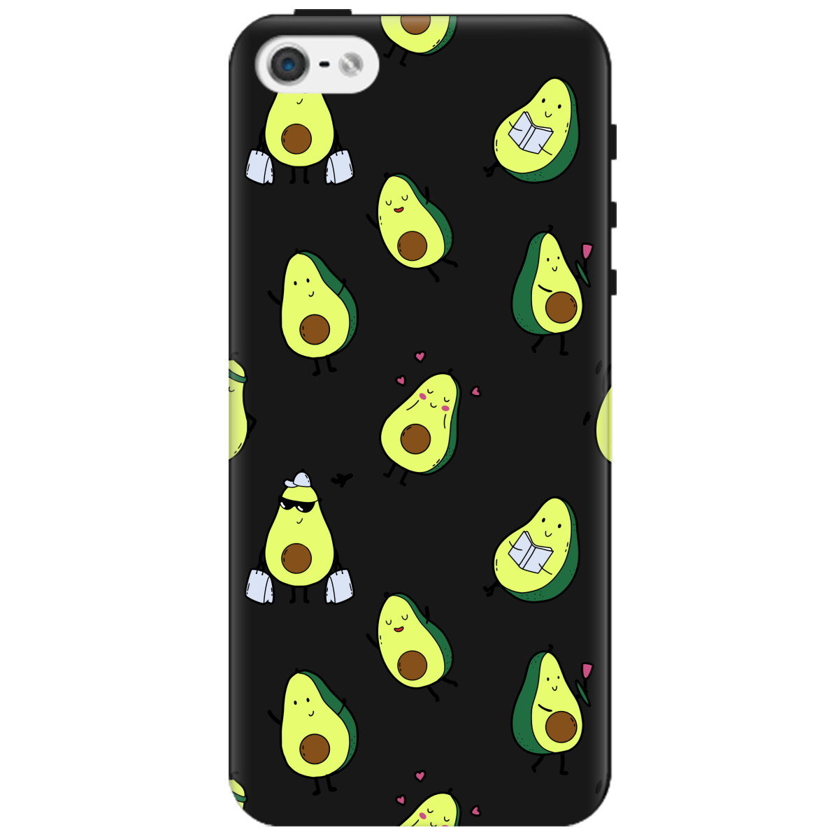 Чохол для Apple iPhone 5/5S чорний матовий soft touch Cute avocado - фото 1