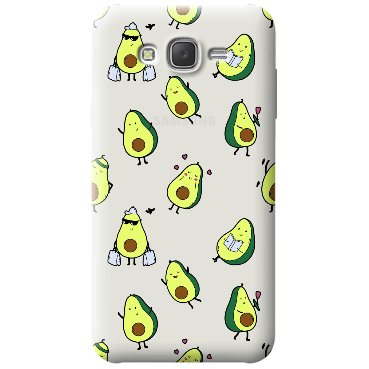 Чохол для Samsung Galaxy J7 2015 напівпрозорий матовий soft touch Cute avocado - фото 1