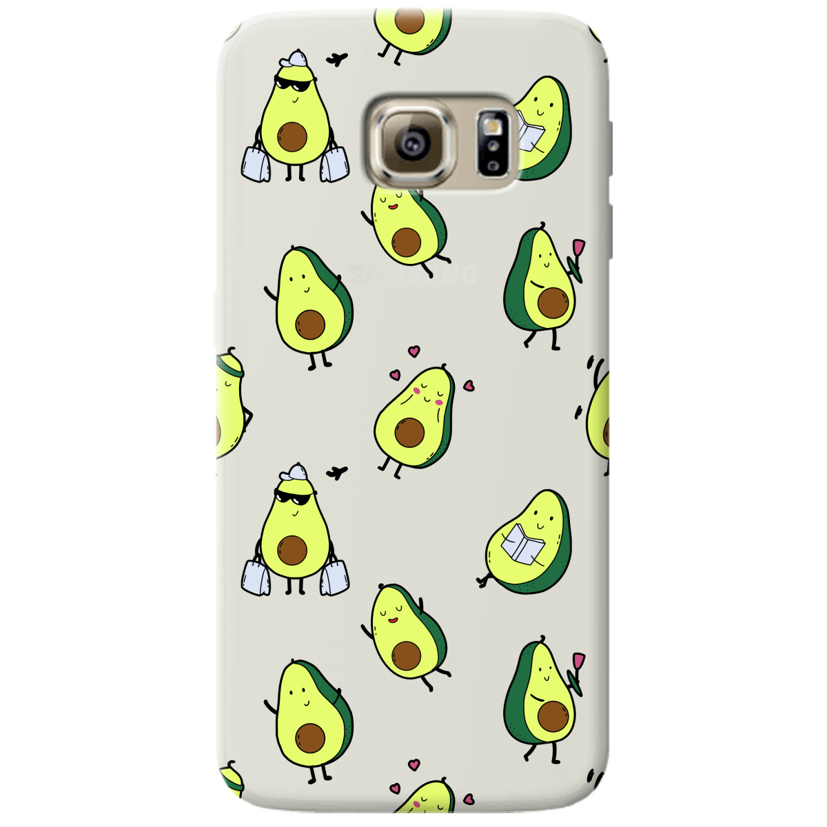 Чехол для Samsung Galaxy S6 Edge полупрозрачный матовый soft touch Cute avocado - фото 1