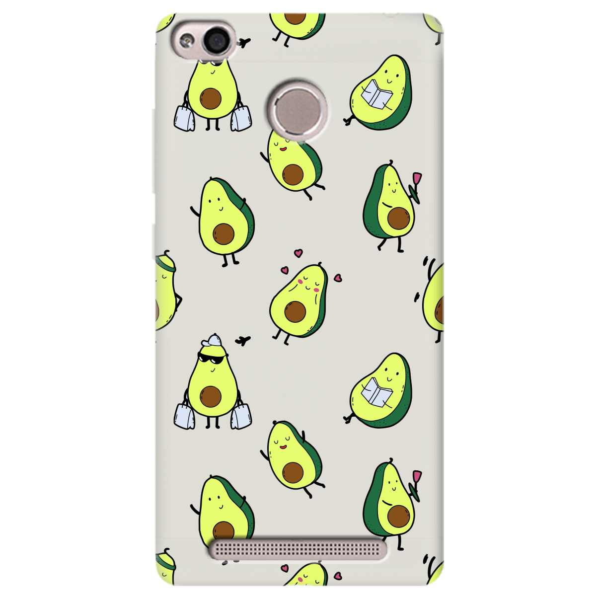 Чехол для Xiaomi Redmi 3S полупрозрачный матовый soft touch Cute avocado - фото 1