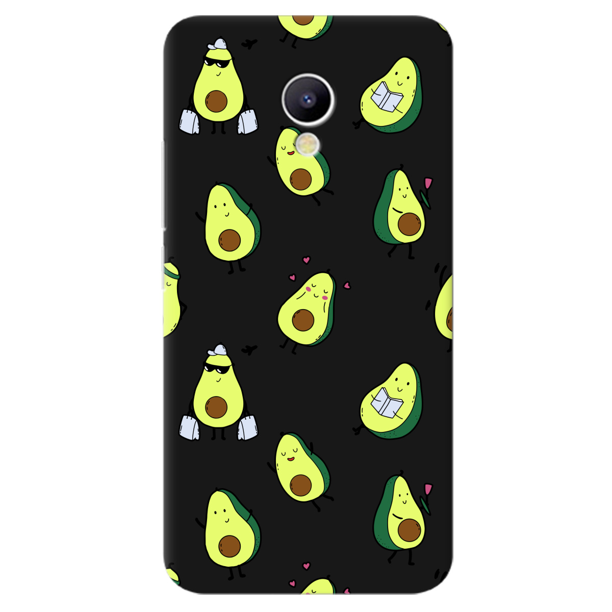 Чехол для Meizu M5 черный матовый soft touch Cute avocado - фото 1