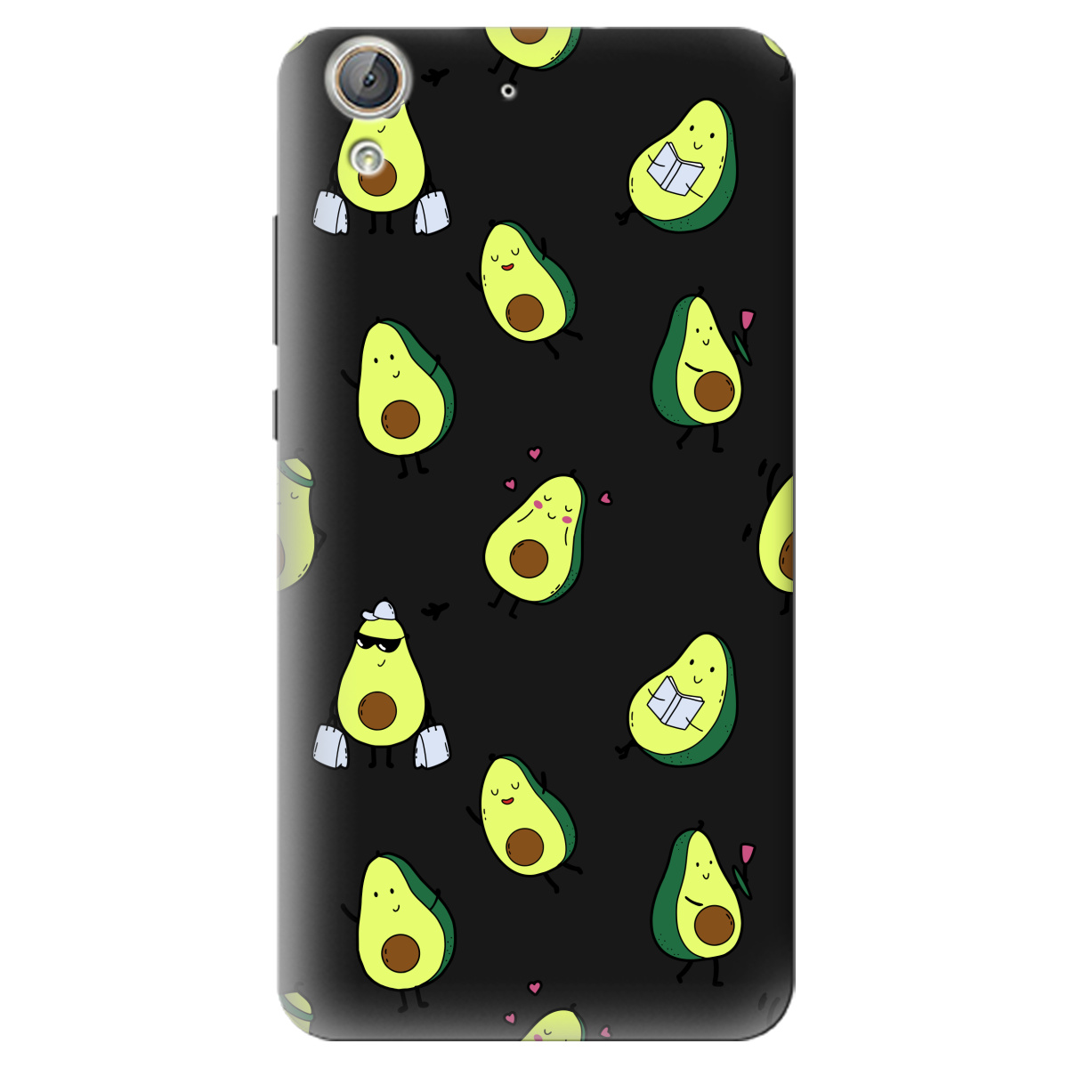 Чехол для Huawei Y6 II черный матовый soft touch Cute avocado - фото 1