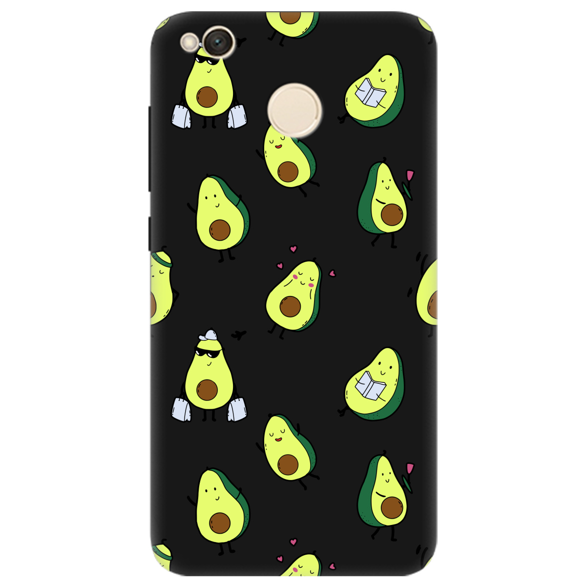 Чохол для Xiaomi Redmi 4X чорний матовий soft touch Cute avocado - фото 1