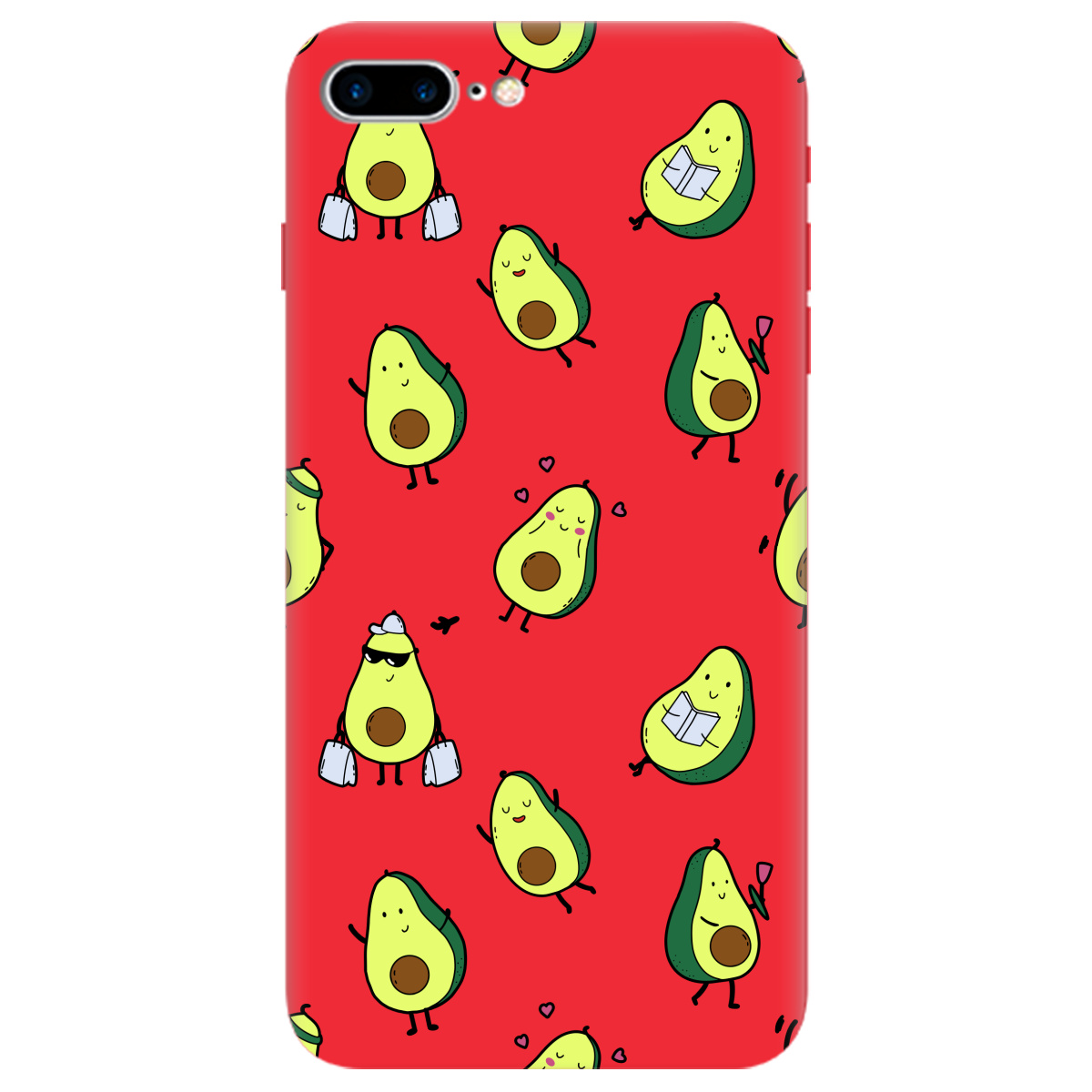 Чехол для Apple iPhone 8 Plus ярко-красный матовый soft touch Cute avocado - фото 1