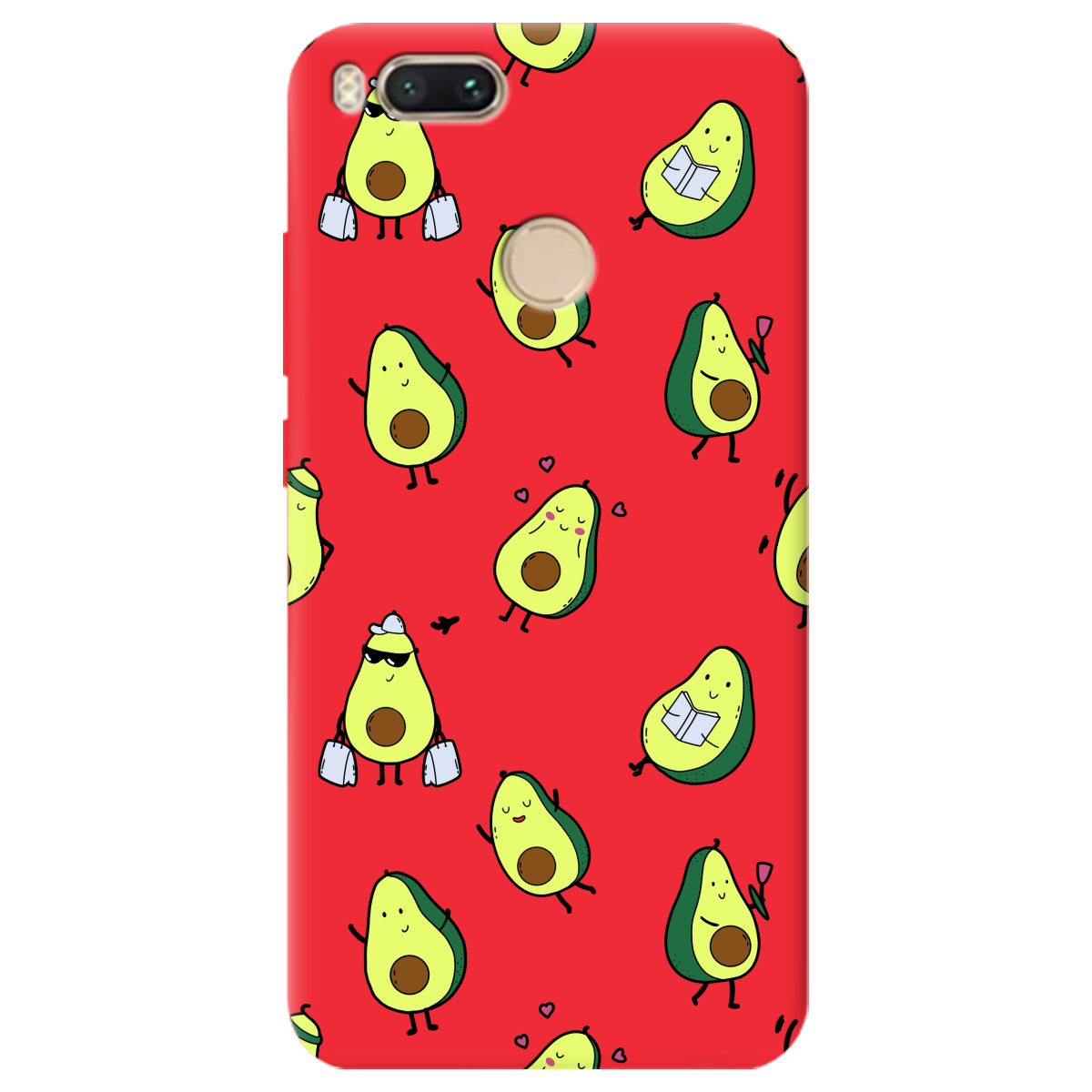 Чехол для Xiaomi Mi 5X ярко-красный матовый soft touch Cute avocado - фото 1