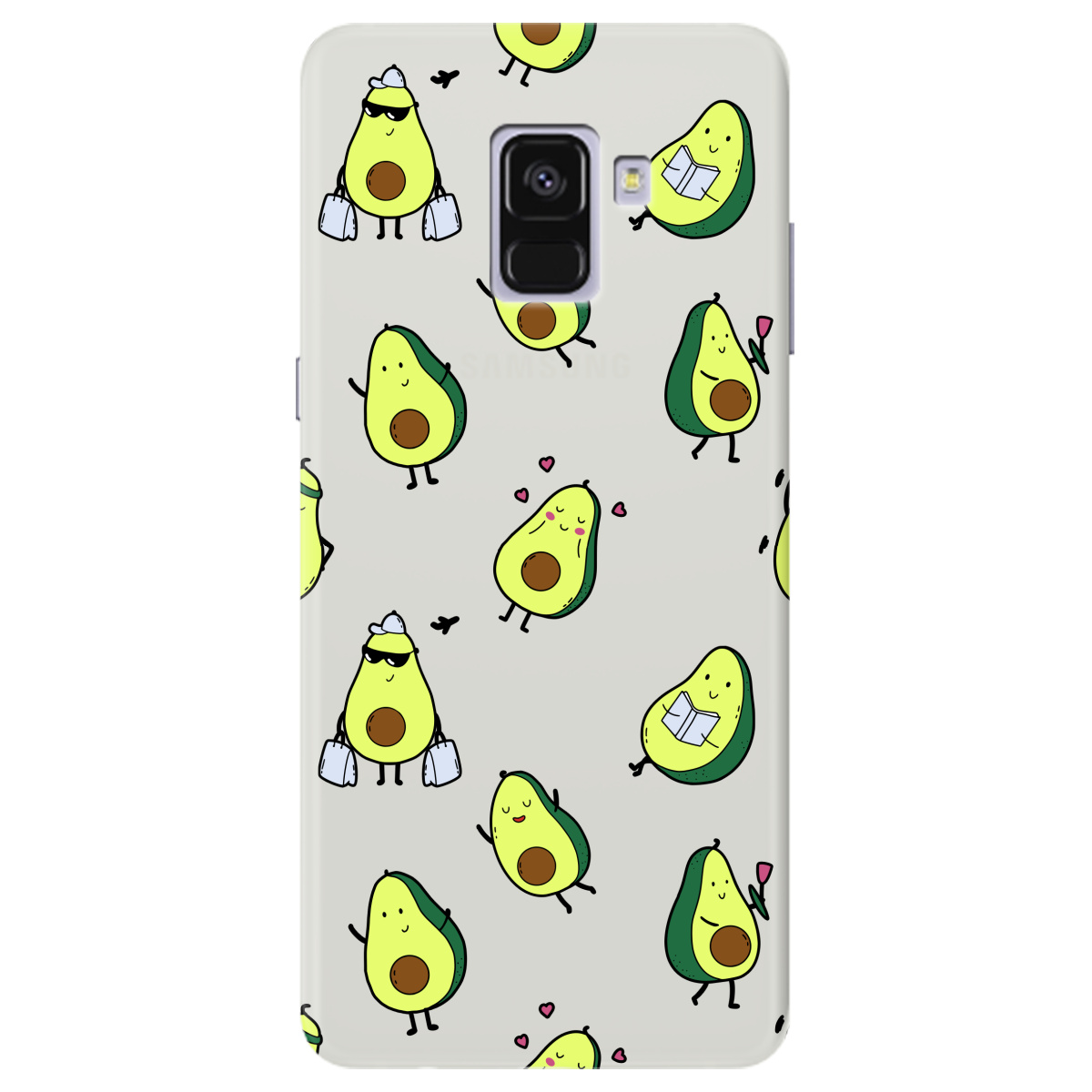 Чехол для Samsung Galaxy A8 Plus 2018 полупрозрачный матовый soft touch Cute avocado - фото 1