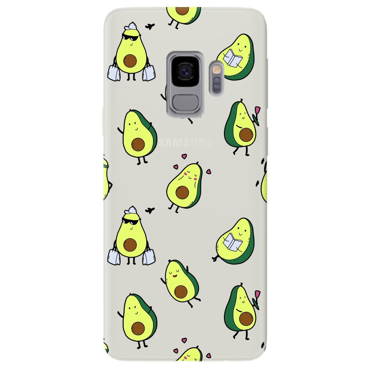 Чехол для Samsung Galaxy S9 полупрозрачный матовый soft touch Cute avocado - фото 1