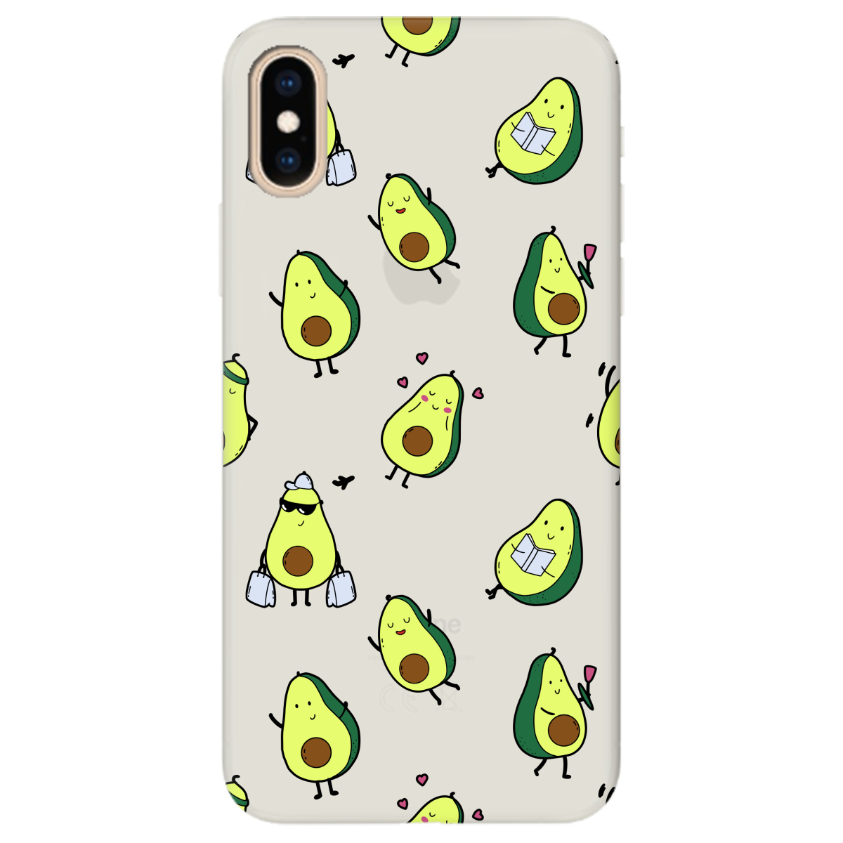 Чохол для Apple iPhone XS напівпрозорий матовий soft touch Cute avocado - фото 1