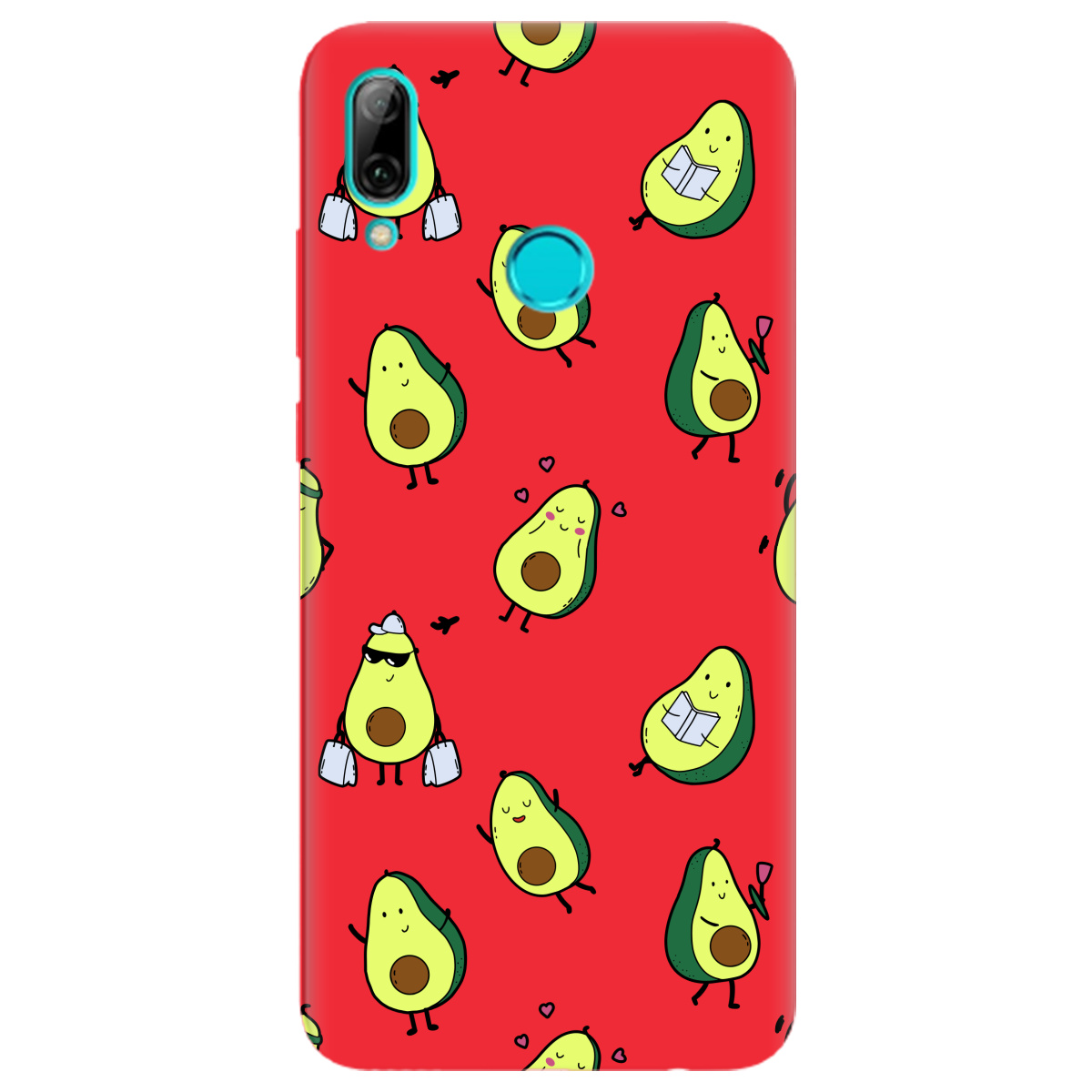 Чехол для Huawei P Smart 2019 ярко-красный матовый soft touch Cute avocado - фото 1