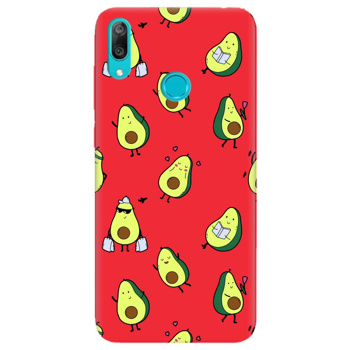 Чехол для Huawei Y7 2019 ярко-красный матовый soft touch Cute avocado - фото 1
