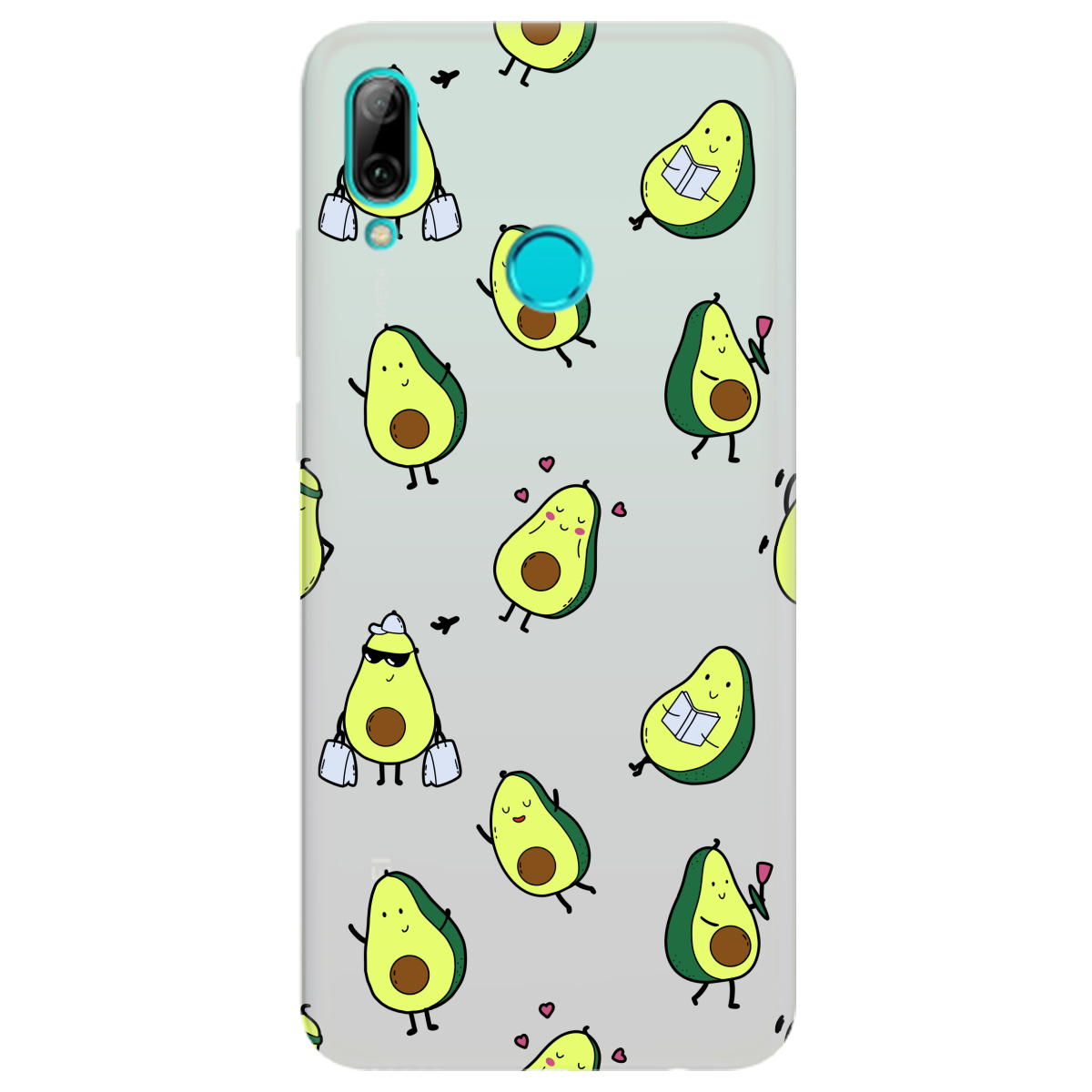 Чехол для Huawei P Smart 2019 полупрозрачный матовый soft touch Cute avocado - фото 1