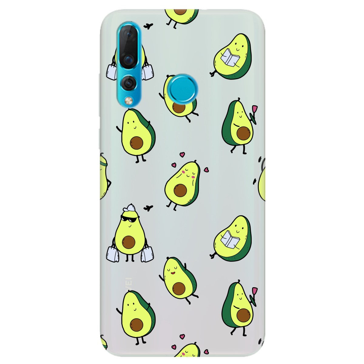 Чехол для Huawei Nova 4 полупрозрачный матовый soft touch Cute avocado - фото 1