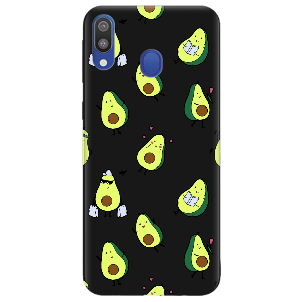 Чохол для Samsung Galaxy M20 чорний матовий soft touch Cute avocado - фото 1