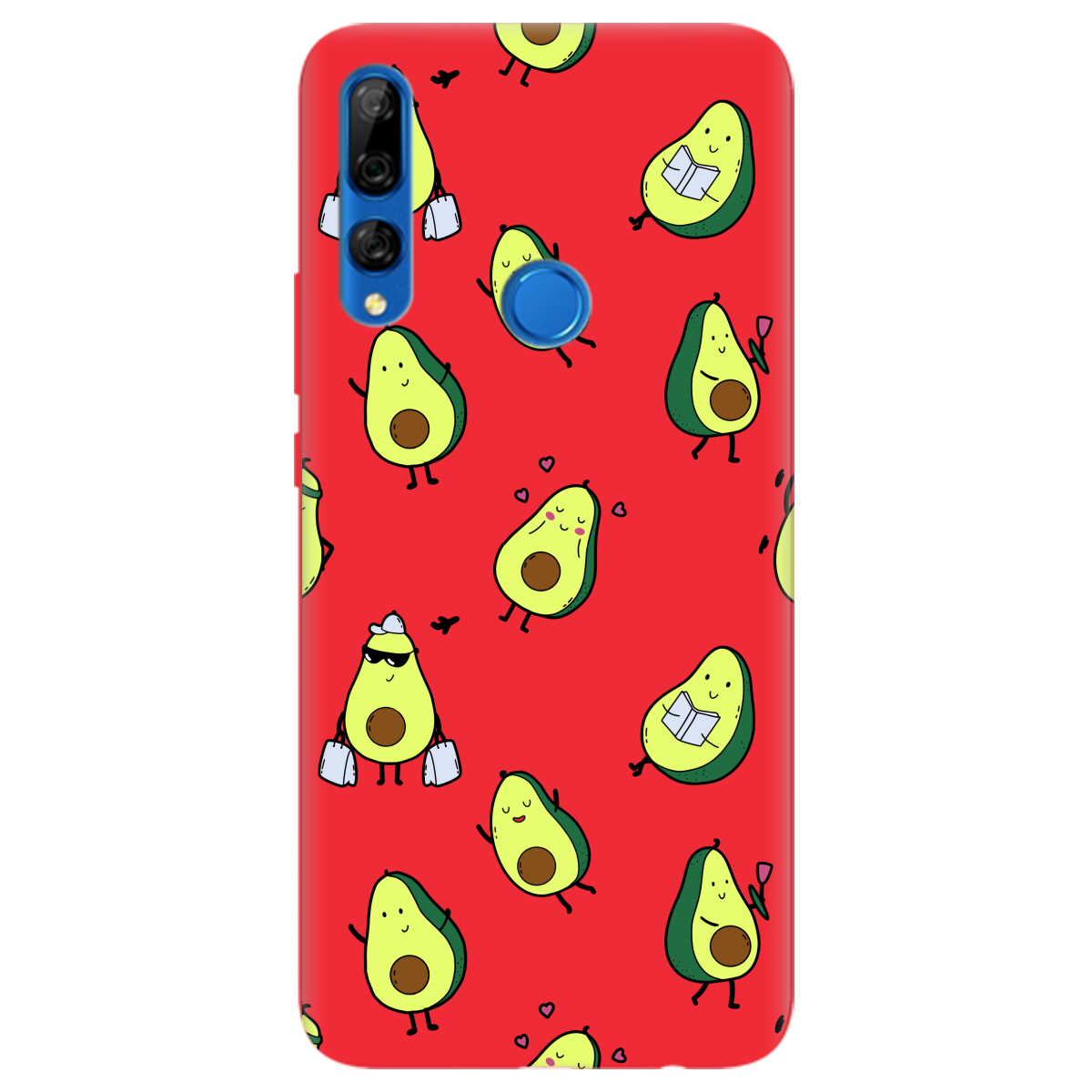 Чехол для Huawei Y9 Prime 2019 ярко-красный матовый soft touch Cute avocado - фото 1