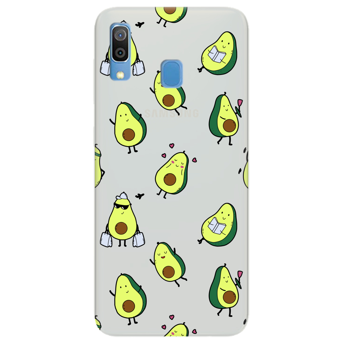 Чехол для Samsung Galaxy A20 полупрозрачный матовый soft touch Cute avocado - фото 1