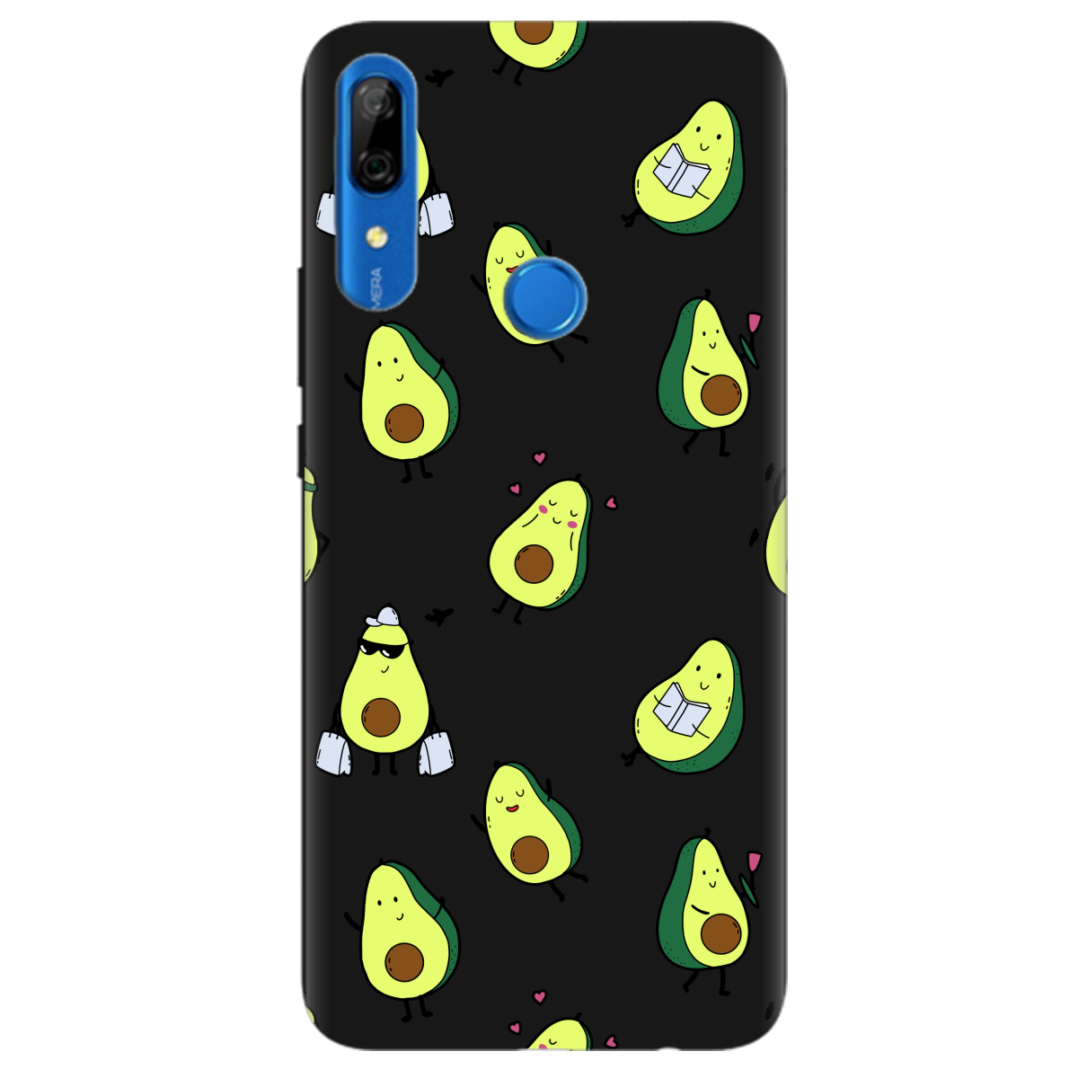 Чехол для Huawei P Smart Z черный матовый soft touch Cute avocado - фото 1