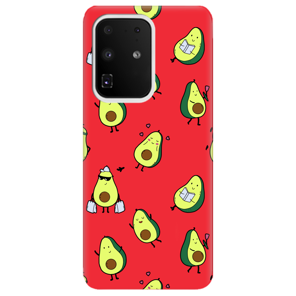 Чехол для Samsung Galaxy S11 Plus ярко-красный матовый soft touch Cute avocado - фото 1