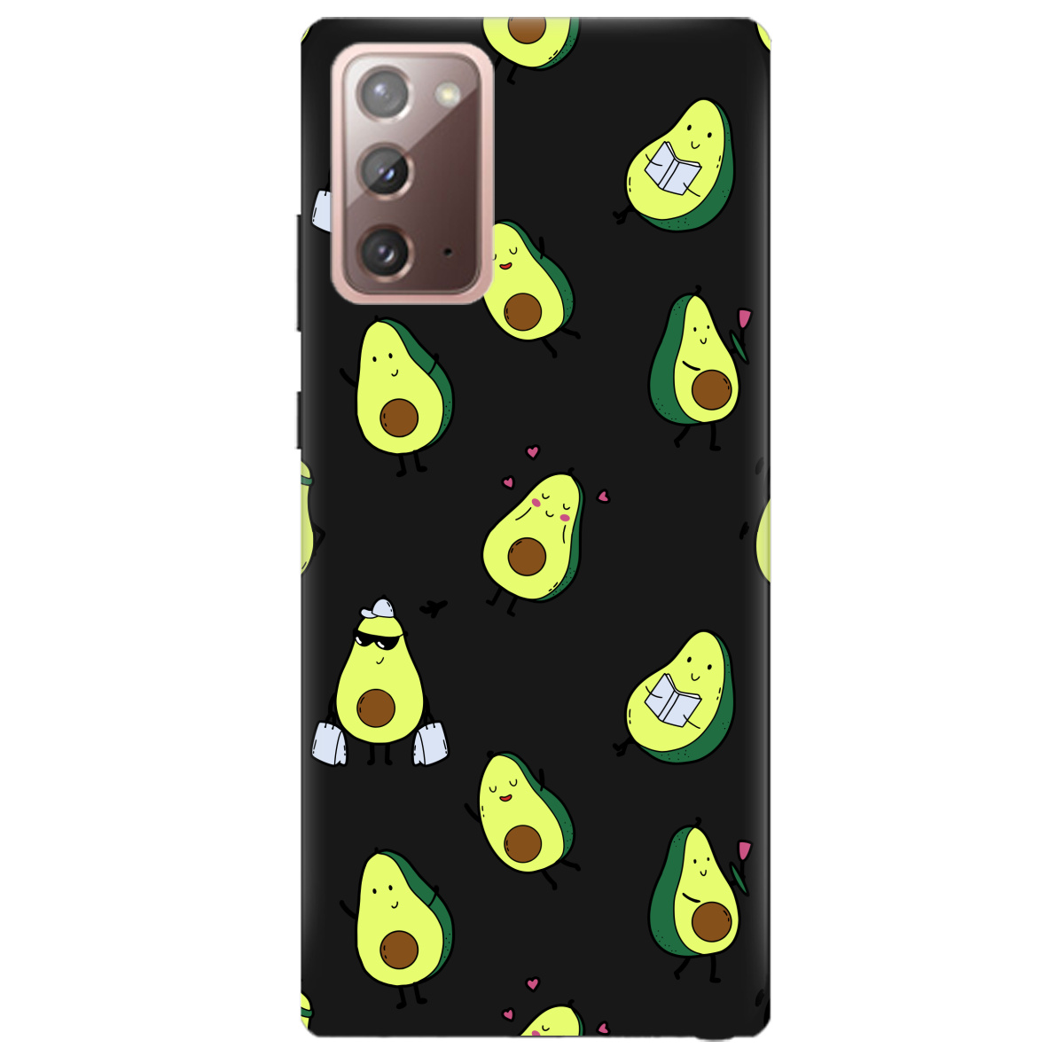 Чохол для Samsung Galaxy Note 20 чорний матовий soft touch Cute avocado - фото 1