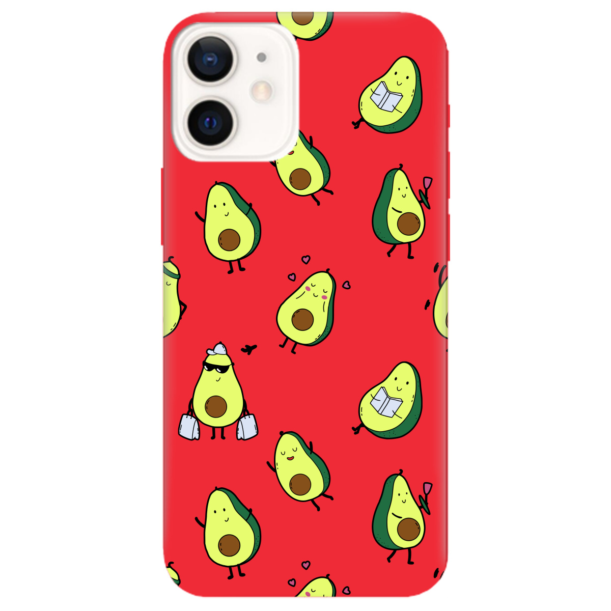 Чехол для Apple iPhone 12 Mini ярко-красный матовый soft touch Cute avocado - фото 1