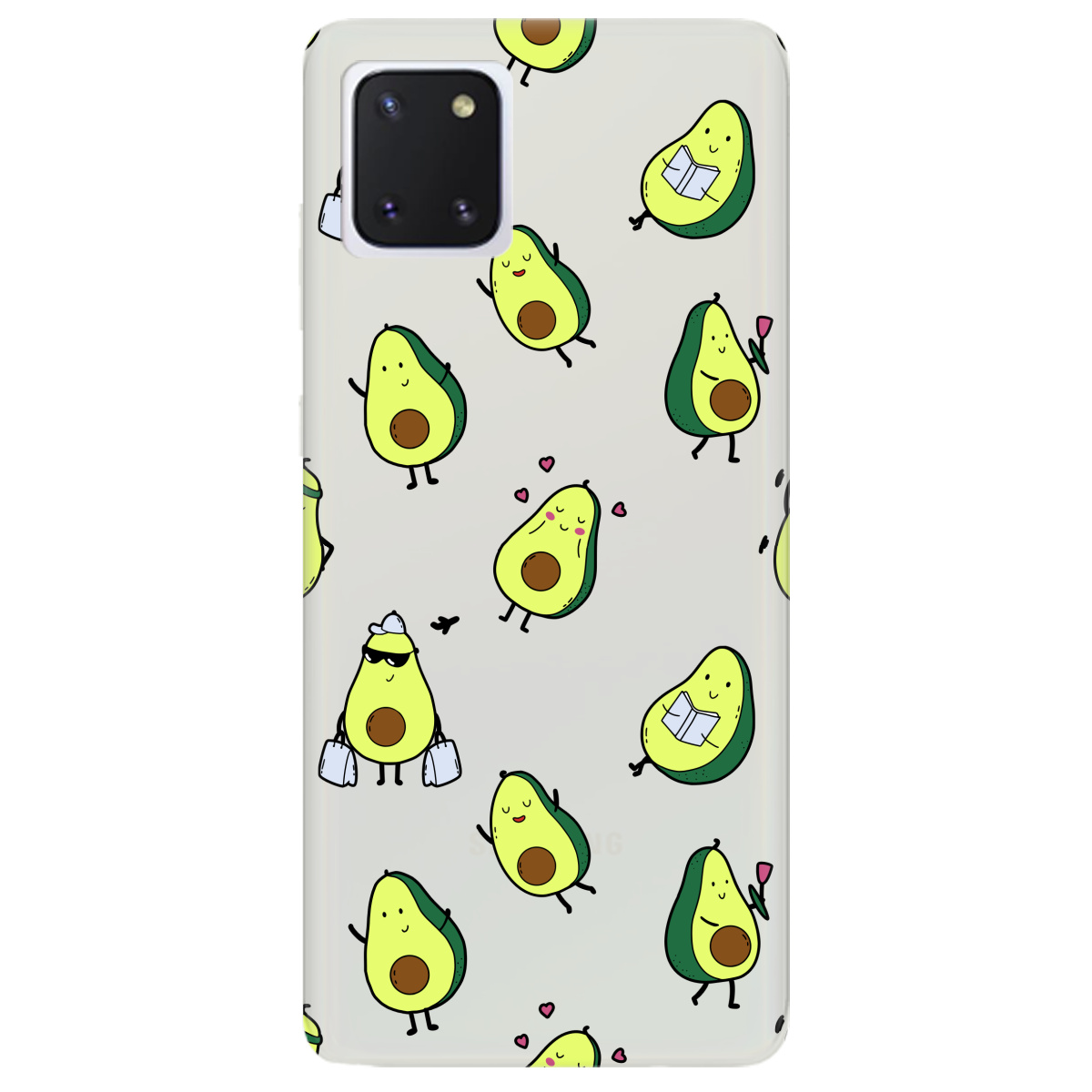 Чехол для Samsung Galaxy Note 10 Lite полупрозрачный матовый soft touch Cute avocado - фото 1