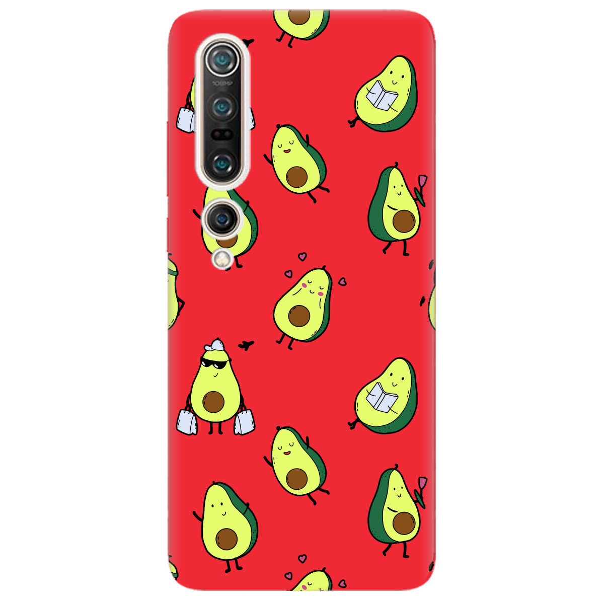 Чехол для Xiaomi Mi 10 ярко-красный матовый soft touch Cute avocado - фото 1