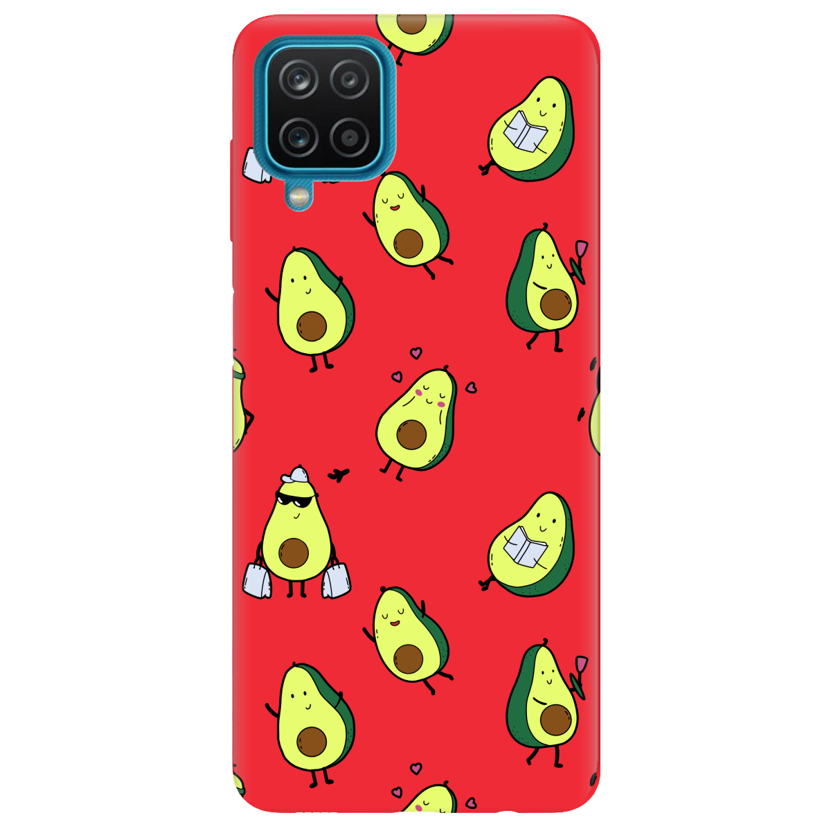 Чохол для Samsung Galaxy A12 яскраво-червоний матовий soft touch Cute avocado - фото 1