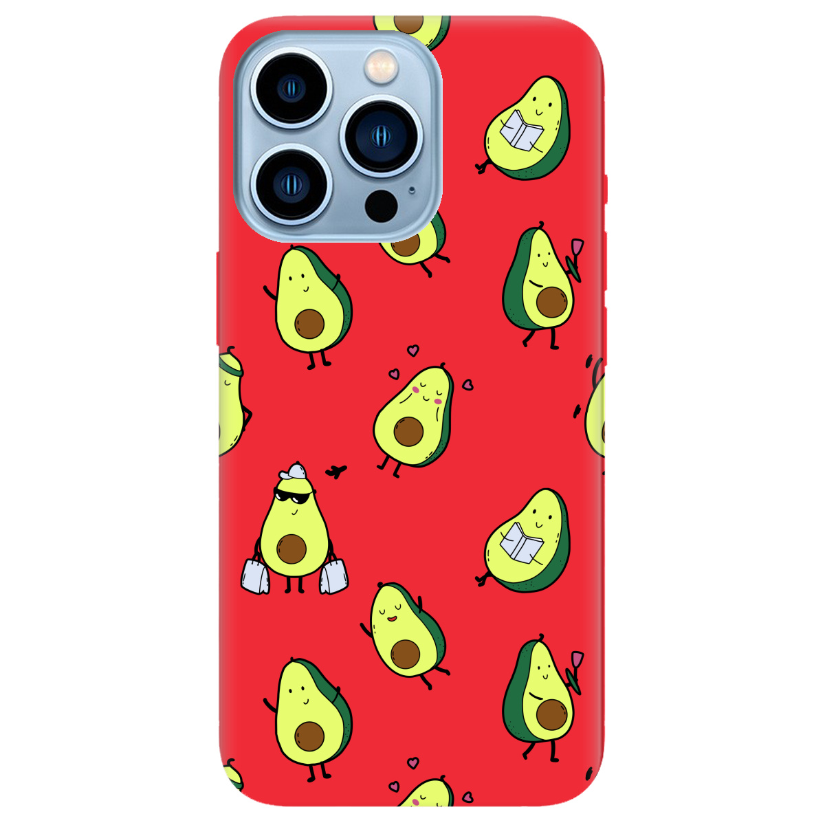 Чехол для Apple iPhone 13 Pro Max ярко-красный матовый soft touch Cute avocado - фото 1