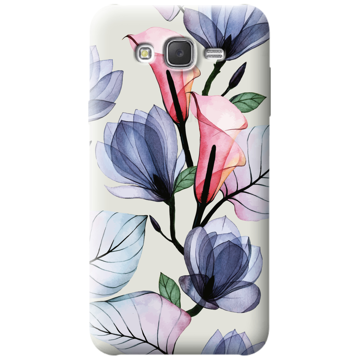 Чохол для Samsung Galaxy J7 2015 напівпрозорий матовий soft touch Tropical flowers - фото 1