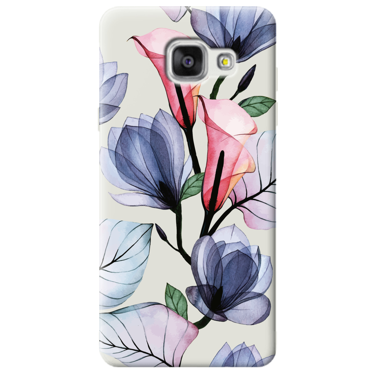 Чехол для Samsung Galaxy A5 2016 полупрозрачный матовый soft touch Tropical flowers - фото 1