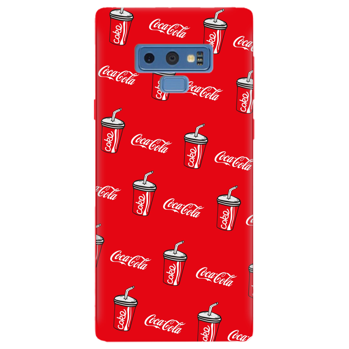 Чохол для Samsung Galaxy Note 9 яскраво-червоний матовий soft touch Coca Cola - фото 1
