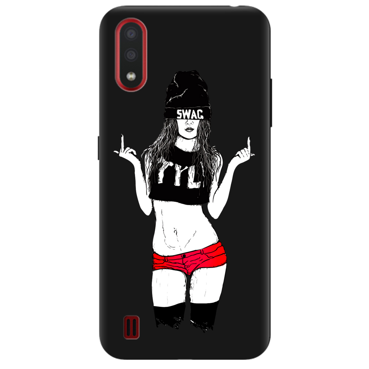 Чехол для Samsung Galaxy А01 черный матовый soft touch Swag - фото 1