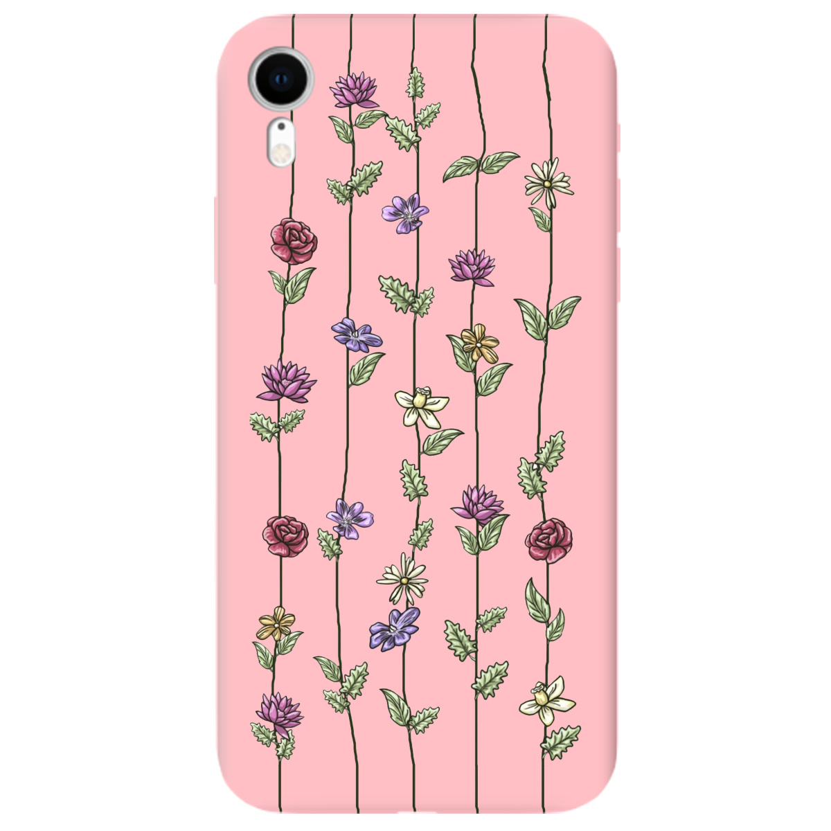 Чехол для Apple iPhone XR нежно-розовый матовый soft touch Vines - фото 1