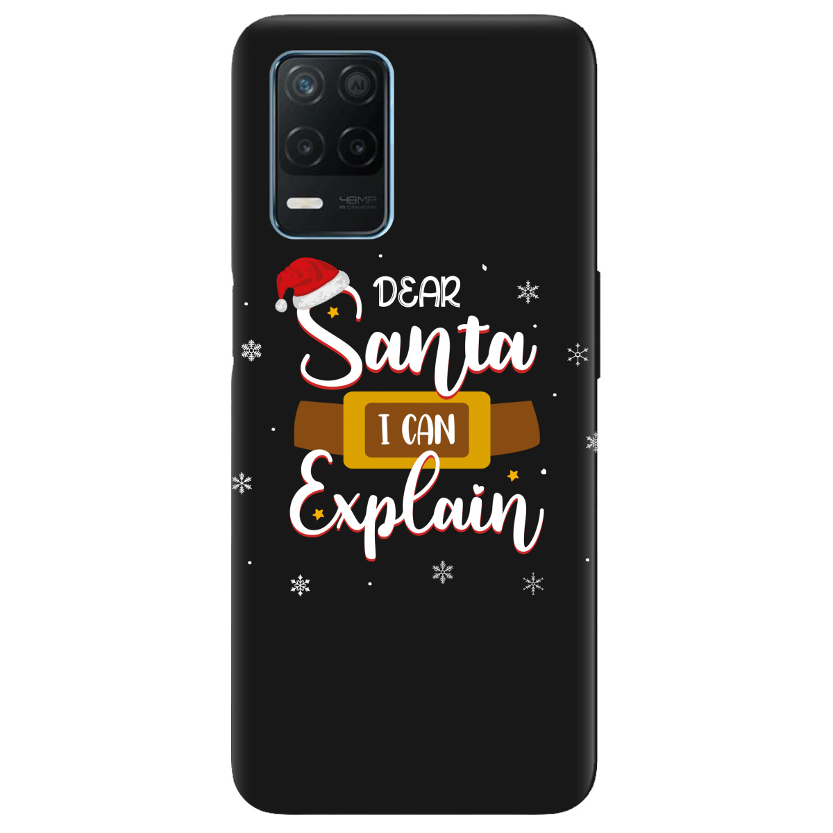 Чехол для Realme 8 Pro черный матовый soft touch Dear Santa - фото 1