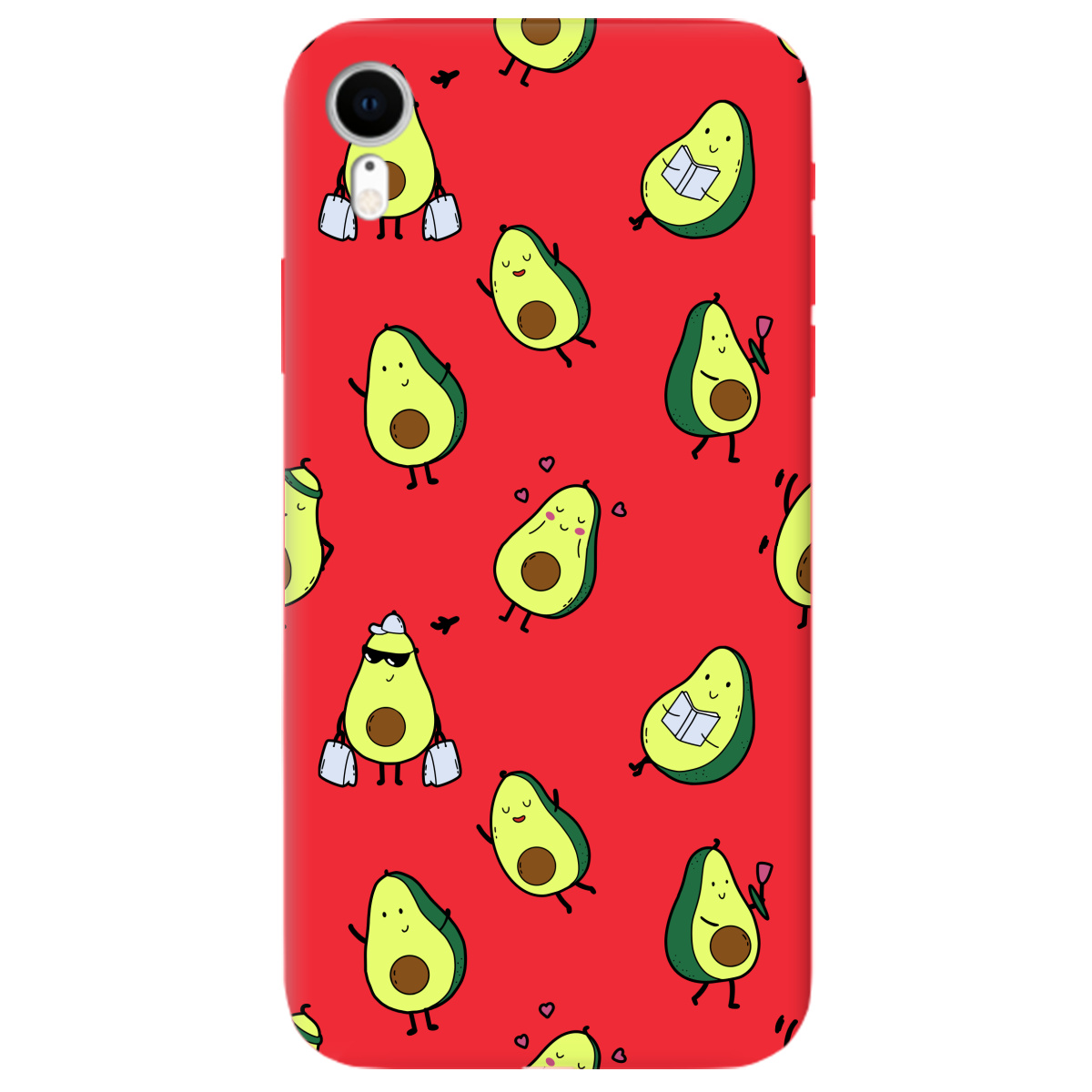 Чехол для Apple iPhone XR ярко-красный матовый soft touch Cute avocado - фото 1