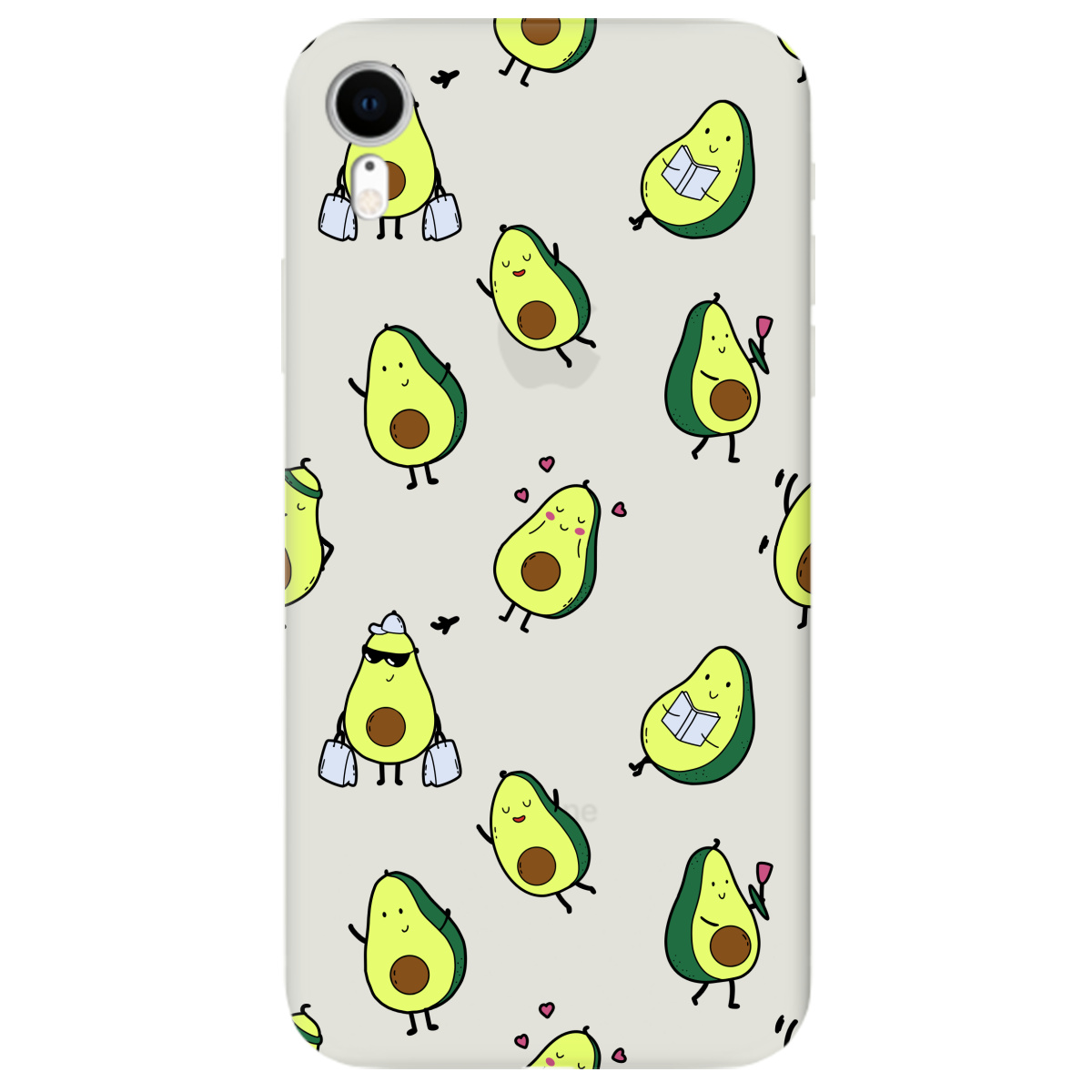 Чехол для Apple iPhone XR полупрозрачный матовый soft touch Cute avocado - фото 1
