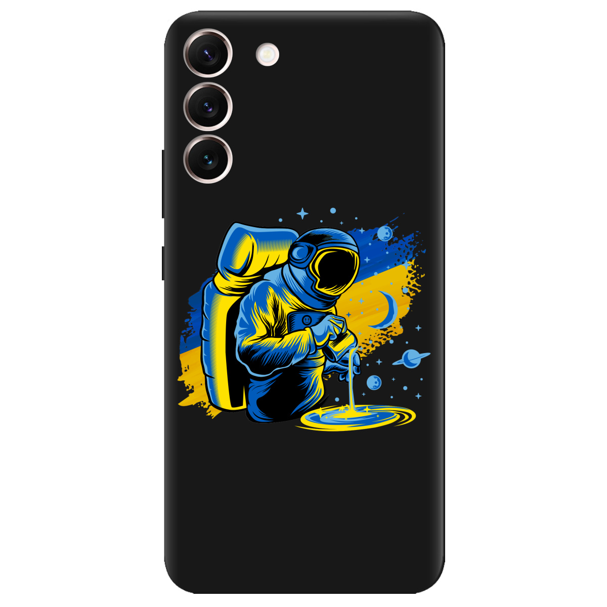 Чехол для Samsung Galaxy S22 черный матовый soft touch Ukrainian space - фото 1