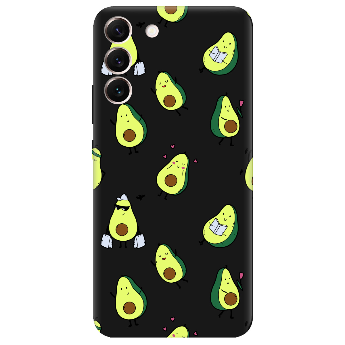 Чехол для Samsung Galaxy S22 черный матовый soft touch Cute avocado - фото 1