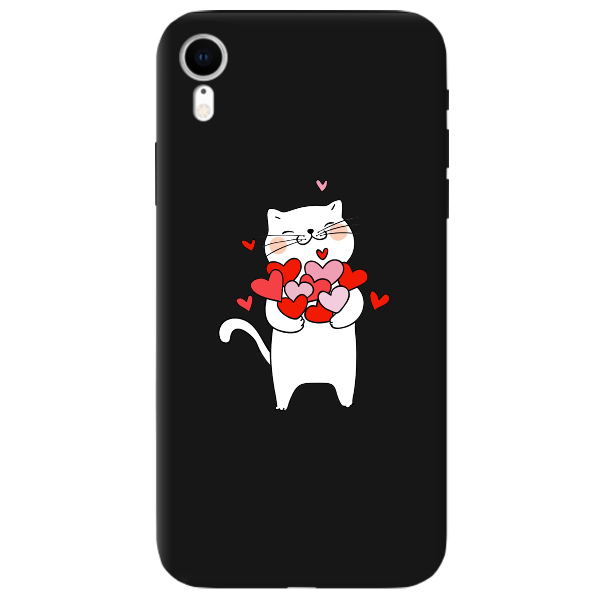 Чехол для Apple iPhone XR черный матовый soft touch loving heart - фото 1