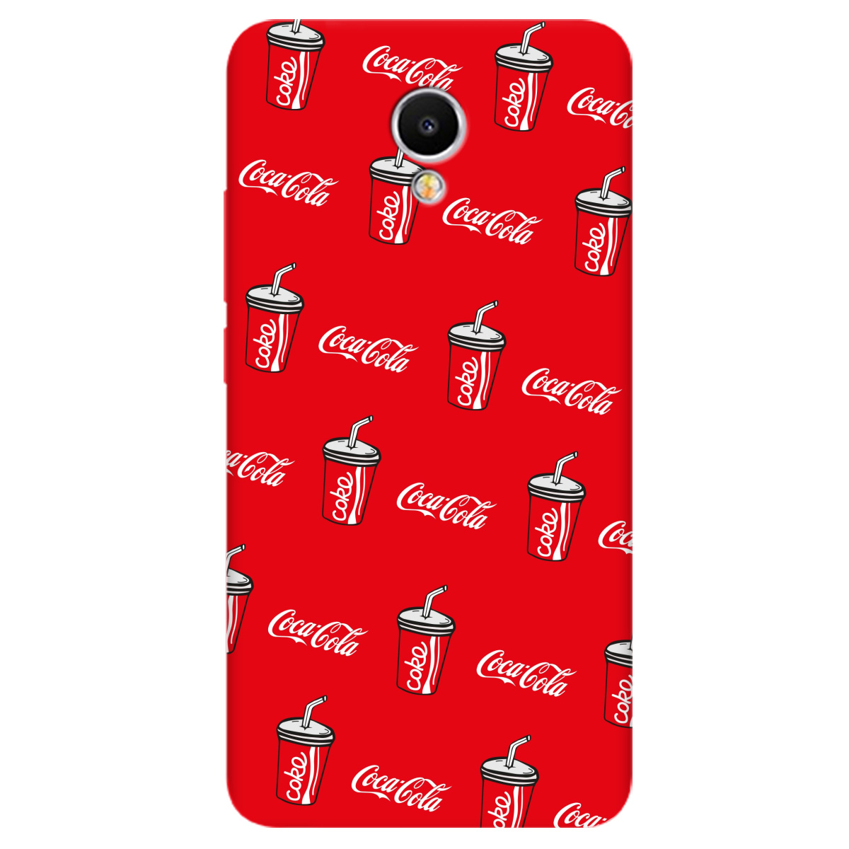 Чехол для Meizu M5 Note ярко-красный матовый soft touch Coca Cola - фото 1