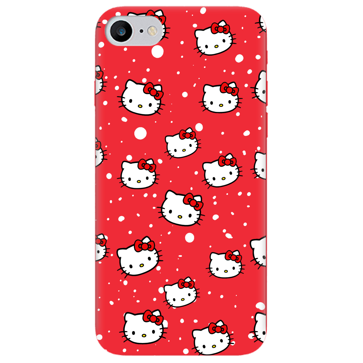 Чехол для Apple iPhone SE 2020 ярко-красный матовый soft touch Hello Kitty - фото 1