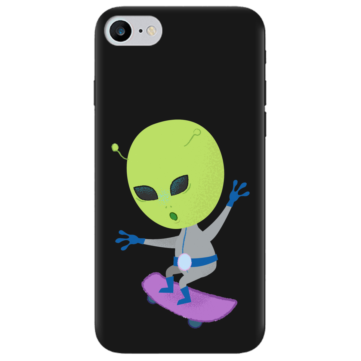 Чехол для Apple iPhone SE 2020 черный матовый soft touch Alien - фото 1