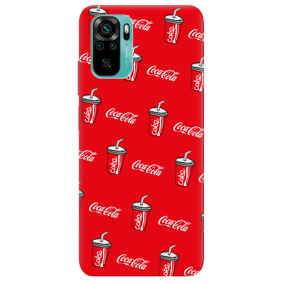 Чехол для Xiaomi Redmi Note 10 4G ярко-красный матовый soft touch Coca Cola - фото 1