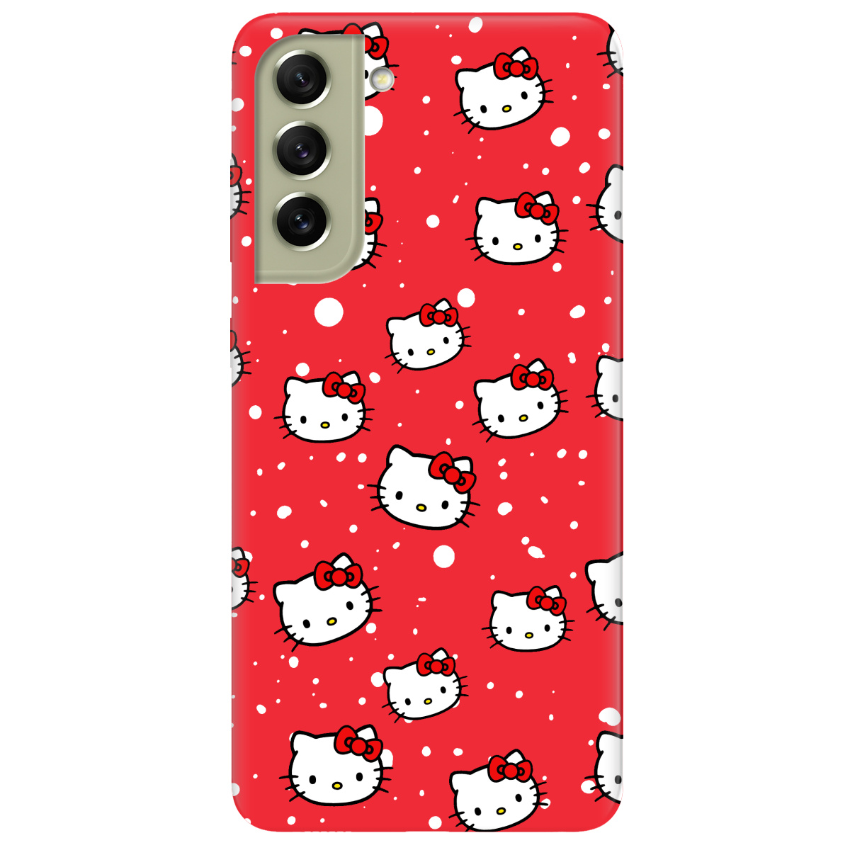 Чехол для Samsung Galaxy S21 FE ярко-красный матовый soft touch Hello Kitty - фото 1