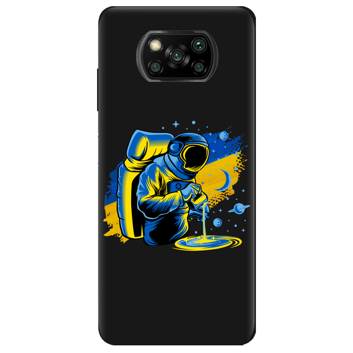 Чехол для Xiaomi Poco X3 черный матовый soft touch Ukrainian space - фото 1