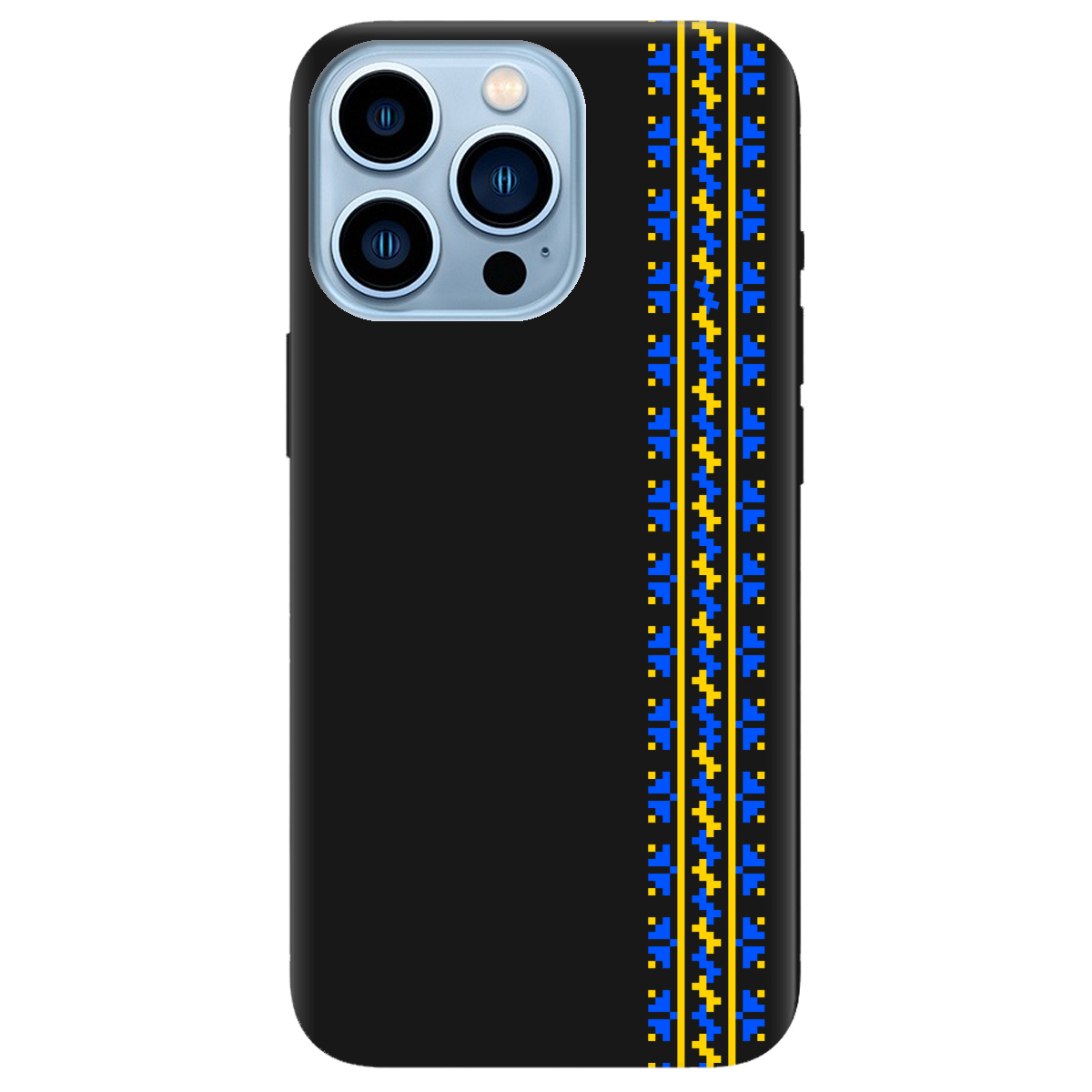 Чехол для Apple iPhone 13 Pro Max черный матовый soft touch Embroidery - фото 1